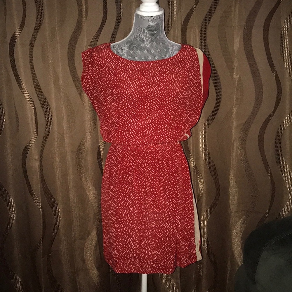 Urban Outfitters No. 6 100% Silk Retro red stripe dotted cream Dress - Picture 11 of 11